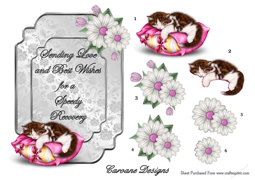 Get Well Soon 11 - 7x5 inch card front with decoupage