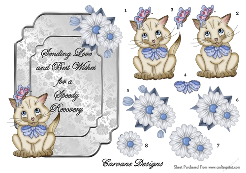 Get Well Soon 12 - 7x5 inch card front with decoupage