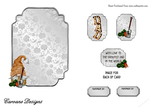 Matching blank insert for the design sheet - Fathers Day Gardening Gnome