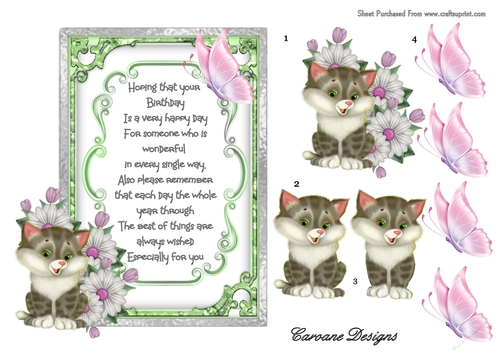 Say it With Flowers - 7x6 inch card front with decoupage