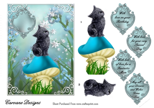 Daydreamer - 7x5 inch card front with decoupage