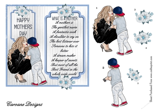 What is a Mother 3 - 6x6 inch card front with decoupage