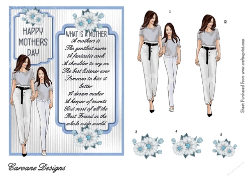 What is a Mother 4 - 7x5 inch card front with decoupage