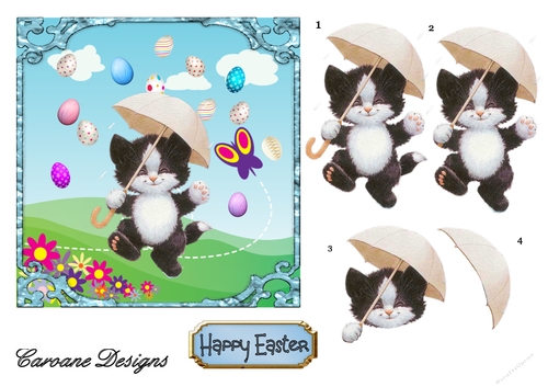 Its Raining Eggs - 6x6 inch card front with decoupage