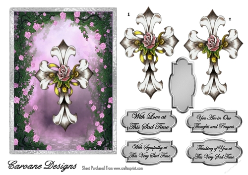 Sympathy 10 - 7x5 inch card front with decoupage