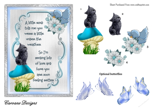 Get Well Soon 13 - 7x5 inch card front with decoupage
