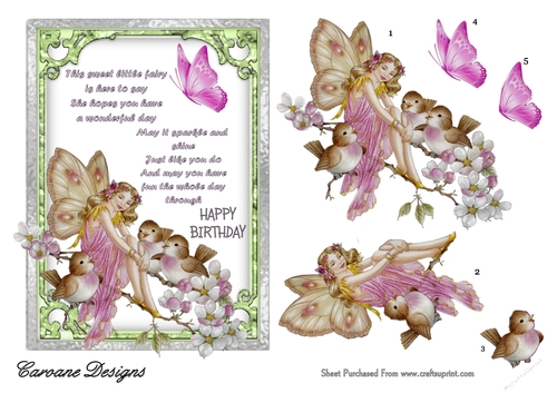 Sweet Fairy - 7x5 inch card front with decoupage