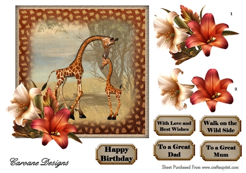 Walk on the Wild Side 4 - 6x6 inch card front with decoupage