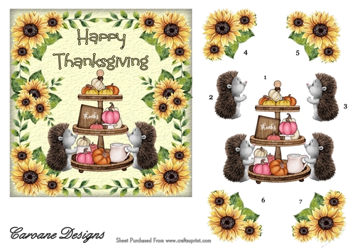 Thanksgiving 1 - 6x6 inch card front with decoupage