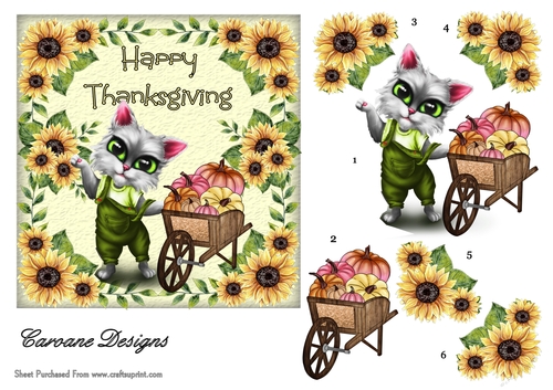 Thanksgiving 2 - 6x6 inch card front with decoupage