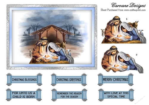 Miracle in Bethlehem 2 - 7x5 inch card front with decoupage