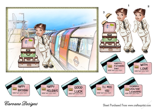 Good Luck on Your Journey 1 - 7x5 inch card front with decoupage