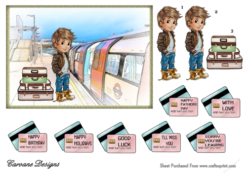 Good Luck on Your Journey 2 - 7x5 inch card front with decoupage
