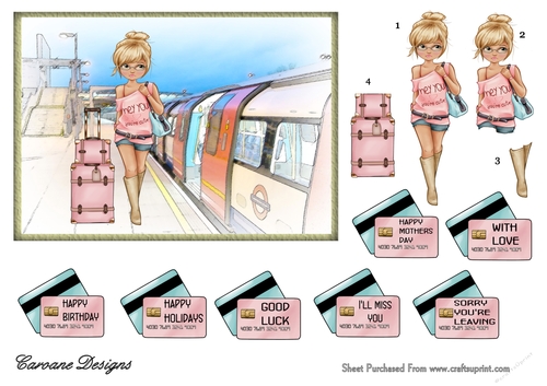 Good Luck on Your Journey 3 - 7x5 inch card front with decoupage