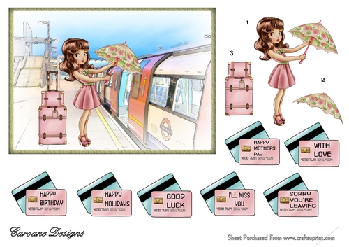 Good Luck on Your Journey 4 - 7x5 inch card front with decoupage