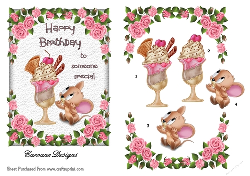 Maybe Just a Lick - 7x5 inch card front with decoupage