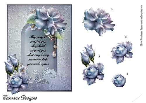 Sympathy 12 - 7x5 inch card front with decoupage