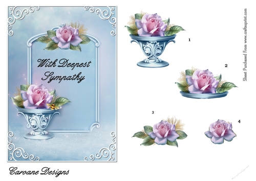 Sympathy 14 - 7x5 inch card front with decoupage