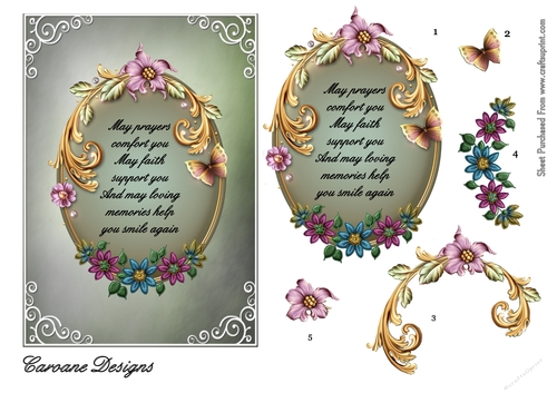 Sympathy 15 - 7x5 inch card front with decoupage