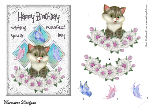 Cute Cats 1 - 7x5 inch card front with decoupage