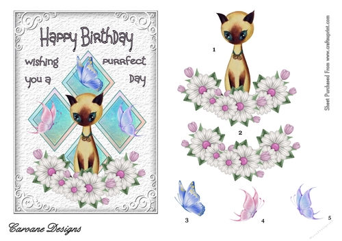 Cute Cats 2 - 7x5 inch card front with decoupage