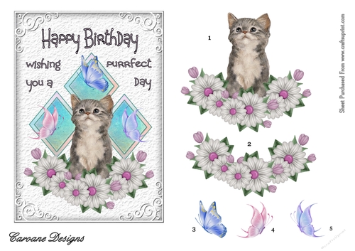 Cute Cats 4 - 7x5 inch card front with decoupage