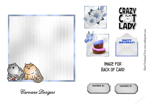 Matching blank insert sheet for the design sheet - Crazy Cat Lady 5