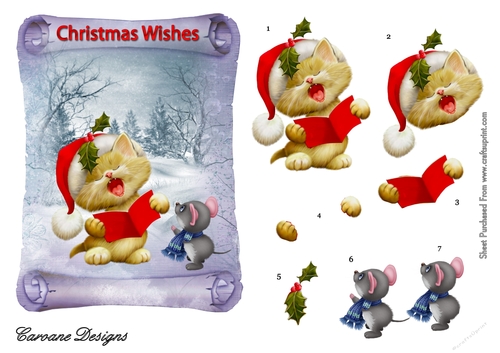 Christmas Fantasia 3 - 7x5 inch topper with decoupage