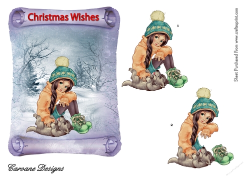 Christmas Fantasia 6 - 7x5 inch topper with decoupage