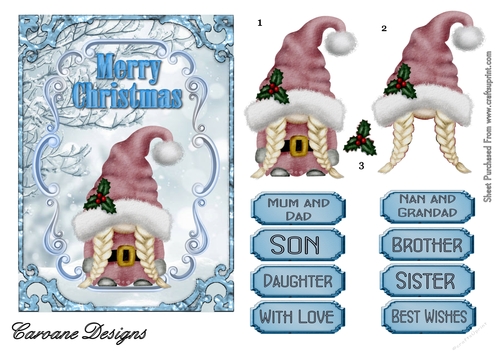 Blue Christmas 2 - 7x5 inch card front with decoupage