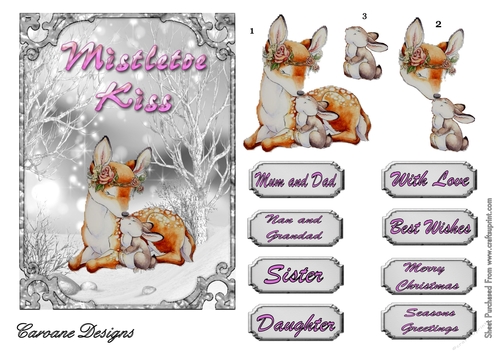 Mistletoe Kiss - 7x5 inch card front with decoupage