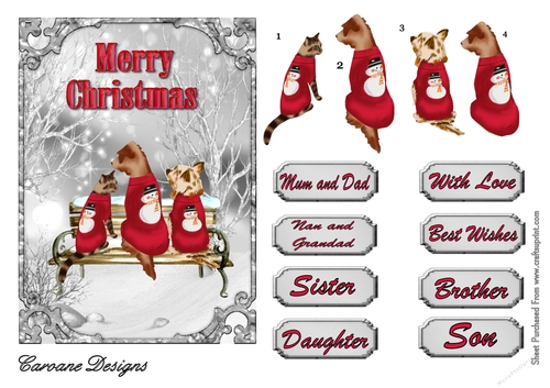 Looking For Santa - 7x5 inch card front with decoupage