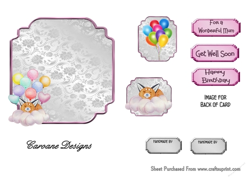 Matching blank insert sheet for the design sheet - Childrens Foxy Birthday Wishes