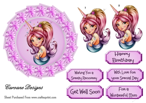 Fantasy Girl - 6x6 Circular topper with decoupage