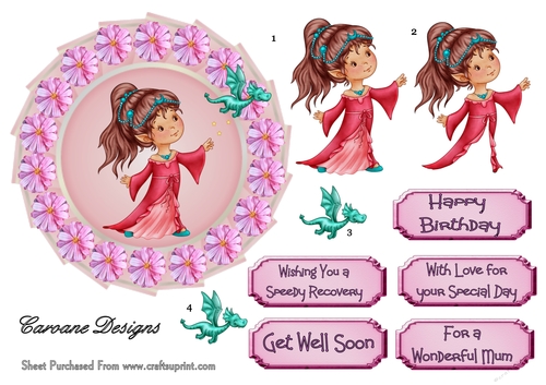 Just Flying my Dragon - 6x6 Circular topper with decoupage