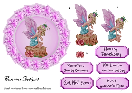 Just Resting my Wings - 6x6 Circular topper with decoupage