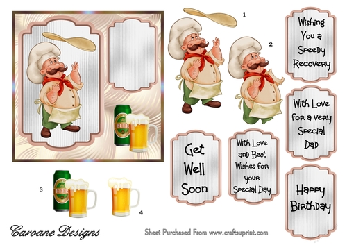 Food To Go - 5x5 inch card front with decoupage