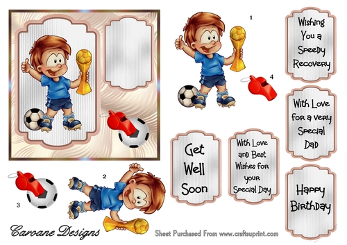 Football Crazy - 5x5 inch card front with decoupage