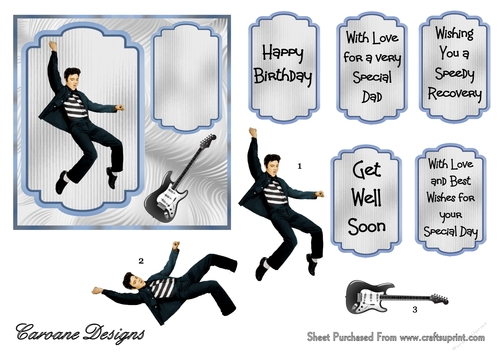 Rock On Elvis - 5x5 inch card front with decoupage