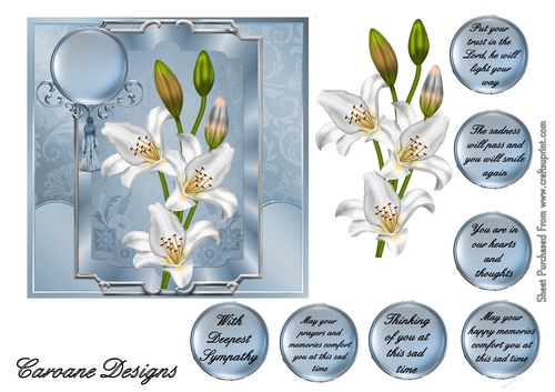 Sympathy 17 - 6x6 inch card front with decoupage