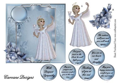 Sympathy 18 - 6x6 inch card front with decoupage