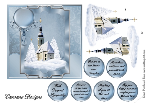 Sympathy 19 - 6x6 inch card front with decoupage