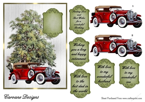 Its a Man Thing 1 - 5x7 inch card front with decoupage