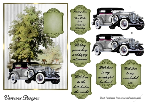 Its a Man Thing 2 - 5x7 inch card front with decoupage