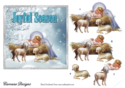 The Christmas Miracle - 6x6 inch card front with decoupage