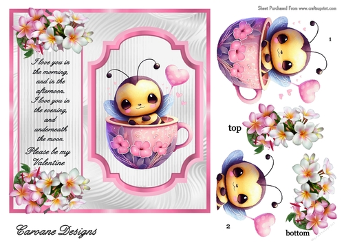 Bee Mine - 7x7 inch card front with decoupage