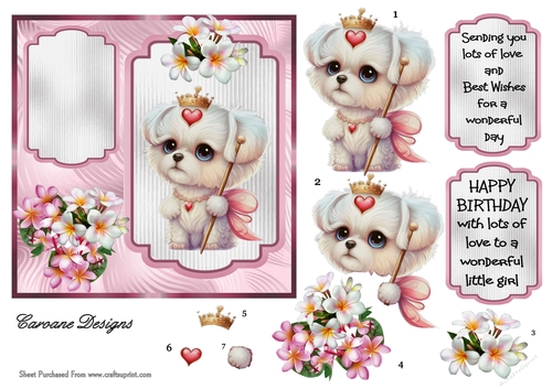 Beautiful Birthday Kitty - 6x6 inch card front with decoupage