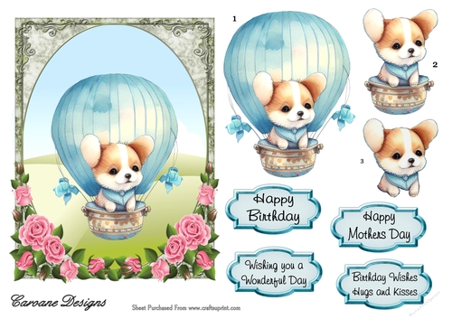 Up Up and Away - 7x5 inch card front with decoupage