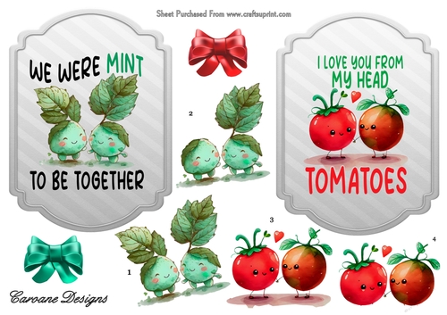 Funny Valentine 3 - 2 6x4 inch toppers with decoupage 