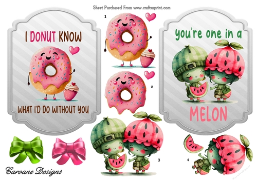 Funny Valentine 4 - 2 6x4 inch toppers with decoupage 